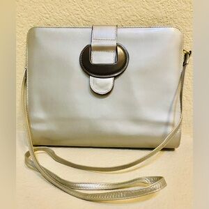 Salvatore Ferragamo Silver Clutch  bag with Strap